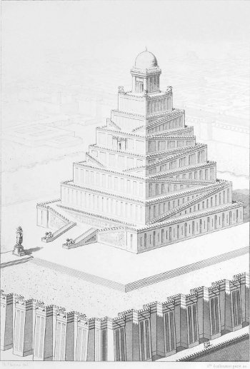 PLATE III. CHALDAN TEMPLE
SQUARE ON PLAN AND WITH DOUBLE RAMP
Restored by Ch. Chipiez.