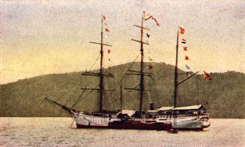 Old-Time Sailing Vessel Loading in Padang Roads