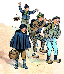 de mchants garons se moquaient de la vieille femme