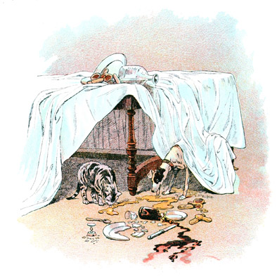 Mdor et Minouche mangrent la crme et les gteaux