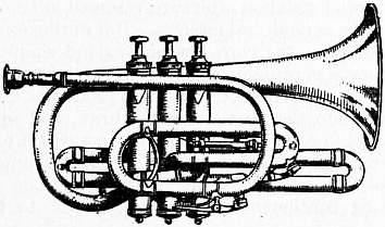 Pocket bugle, bicycle bugle, or 'buglet', nominal pitch: 4½-ft B♭