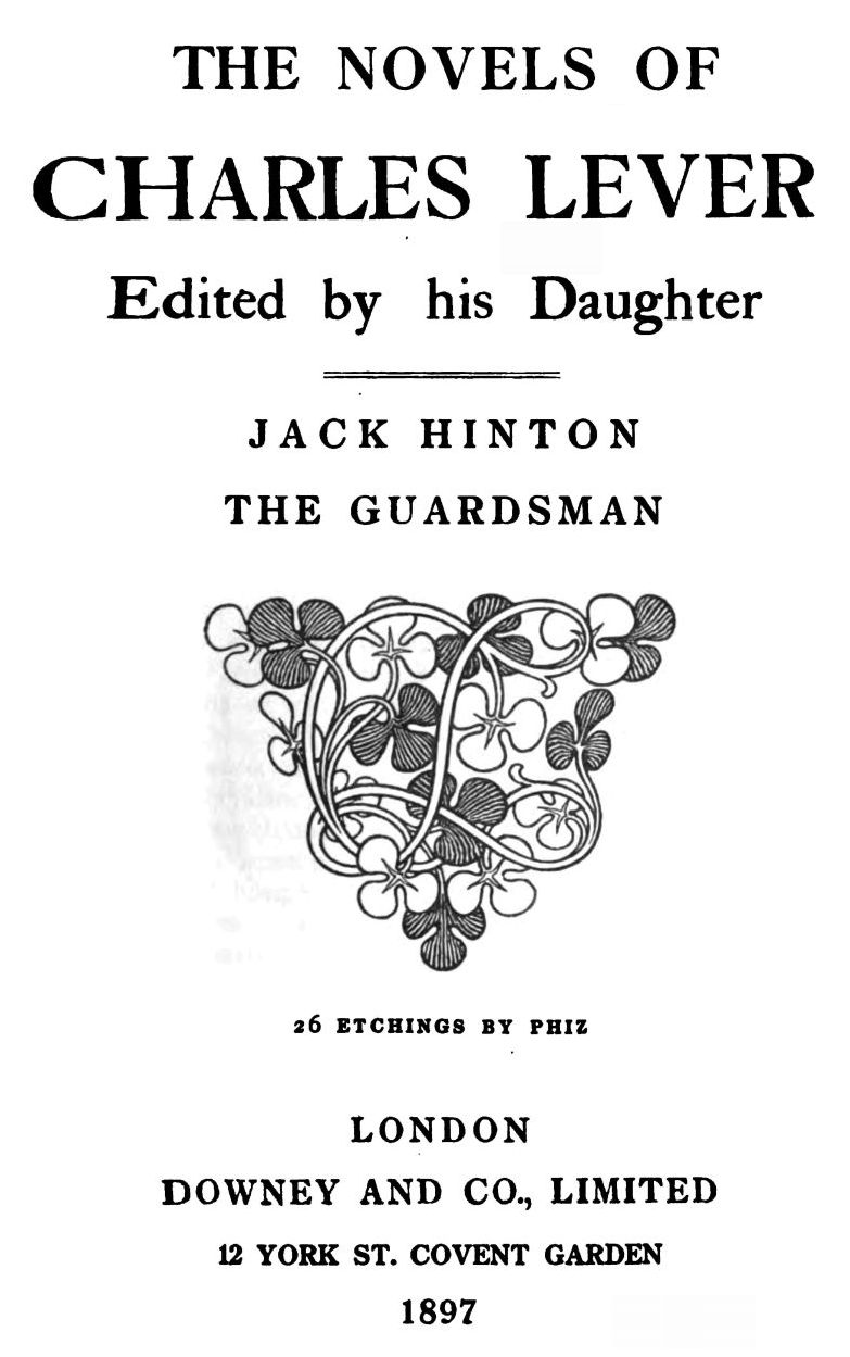 Jack Hinton, by Charles James Lever