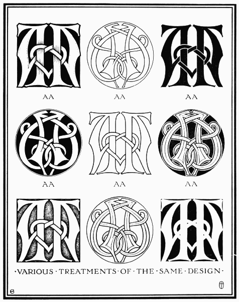 VARIOUS TREATMENTS OF THE SAME DESIGN
PLATE I—AA