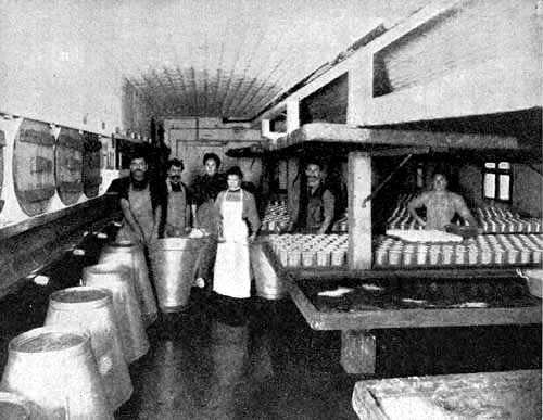 Camembert cheese-making room.