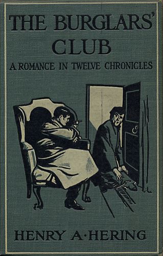Cover: The Burglar's Club with image of man sitting in a chair holding a gun on a man kneeling in the doorway