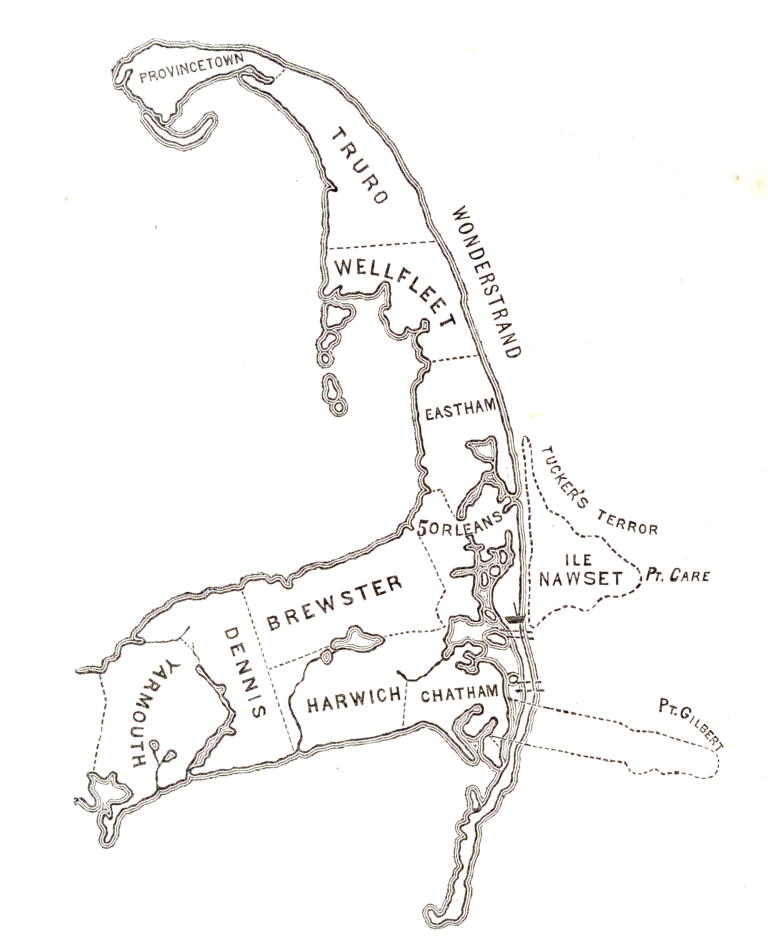A MAP OF CAPE COD AS IT APPEARED AT THE BEGINNING
OF THE 17th CENTURY.