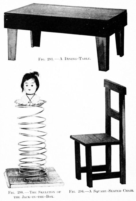 Dining-table, Skeleton of the Jack-in-the-box,
Square-seated Chair.