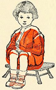 Boy sitting on stool