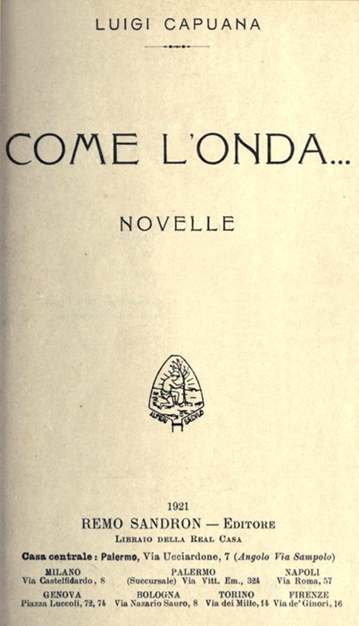 The Project Gutenberg eBook of Come l'onda, by Luigi Capuana