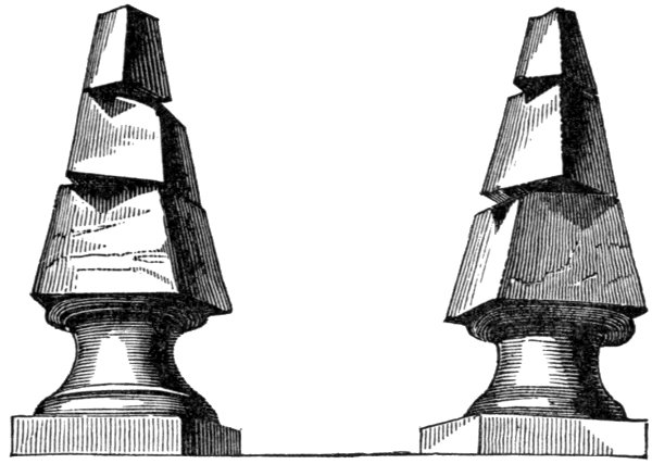 Fig. 39. Heavy Stone Obelisks Twisted by
Calabrian Earthquake of 1783