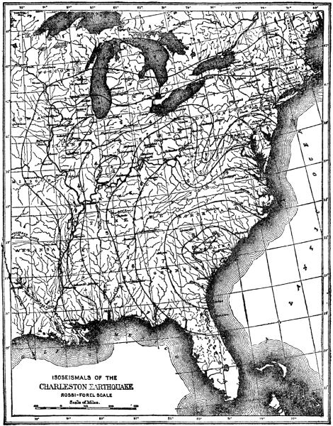 Fig. 49. Map Showing Region Affected by the Charleston
Earthquake of 1886