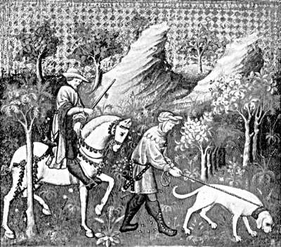 THE MASTER TEACHING HIS HUNTSMAN HOW TO QUEST FOR THE HART WITH THE
     LIMER OR TRACKHOUND