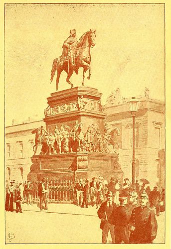 crowd around statue of manon horse