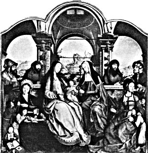 The Central Panel of the Saint Anne Triptych by Quentin
            Metsys, in the Brussels Gallery.