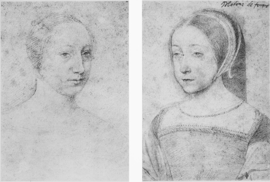 Plate LVII.

Photo Giraudon.

QUEEN CLAUDE OF FRANCE.

Attributed to J. Perréal. About 1515.

Photo Giraudon.

RENEE OF FRANCE, DUCHESS OF FERRARA.

Attributed to Jean Clouet.

Musée Condé.

To face page 21.