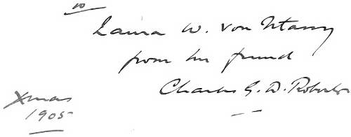 to Laura W. Von (unclear) from her friend Charles G. D. Roberts&mdash;Xmas 1905
