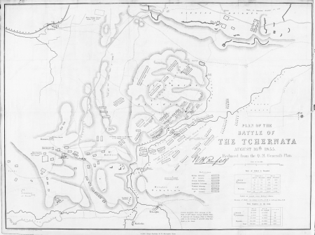 PLAN OF THE
BATTLE OF
THE TCHERNAYA
AUGUST 16th 1855.

Reduced from the Q.M. General's Plan.