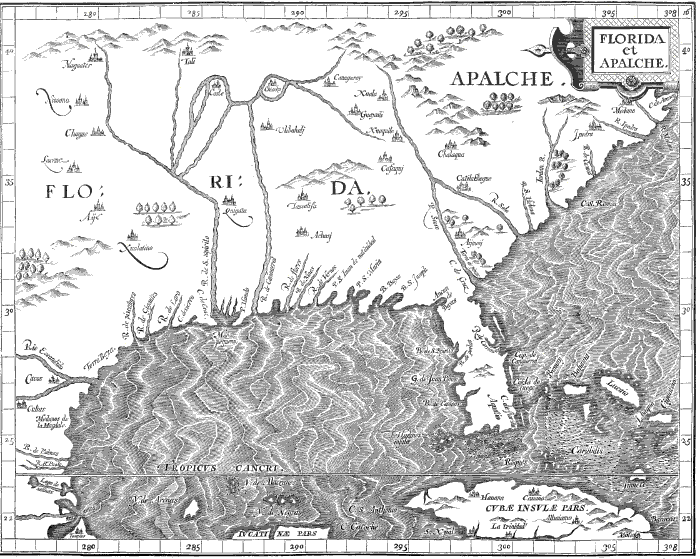 EARLIEST MAP SHOWING LOCATION OF THE CHEROKEES&mdash;1597.