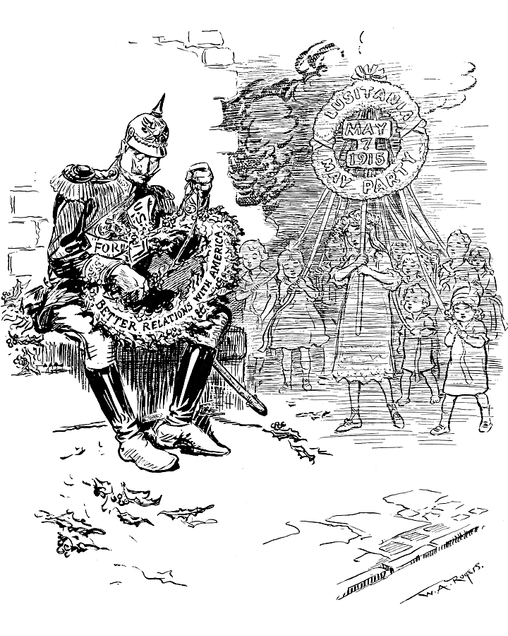The Kaiser with a Christmas wreath and the lost children
             of the Lusitania