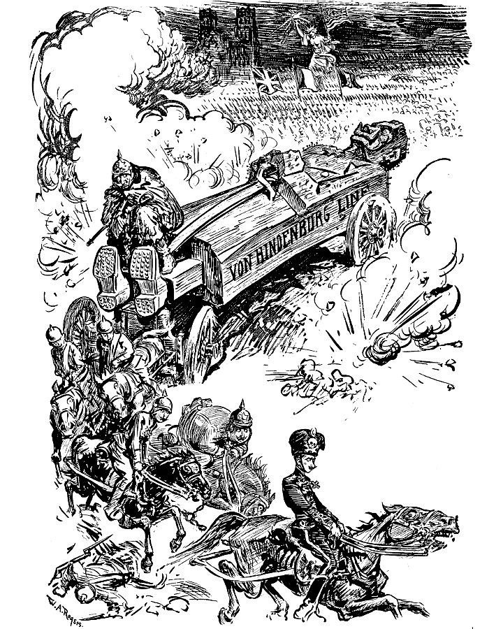 Transporting a wooden statute of Hindenburg.