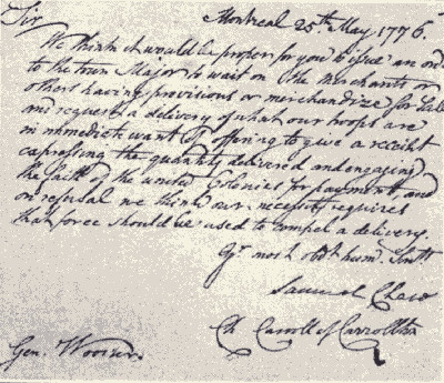 LETTER FROM CHASE AND CARROLL TO GENERAL WOOSTER