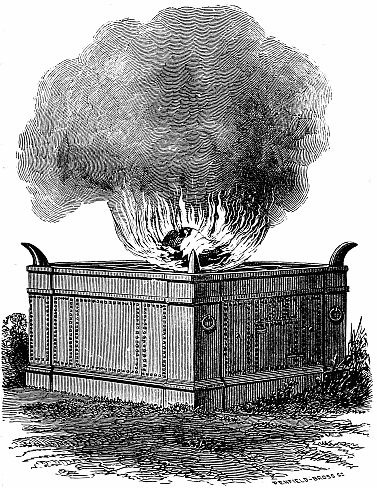 drawing of burning altar