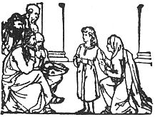 drawing of Jesus in temple