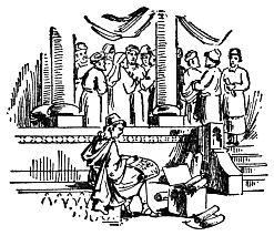 Jesus reading scrolls at temple