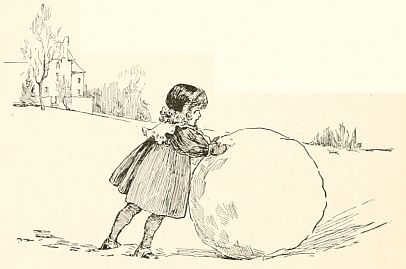 Girl rolling snowball