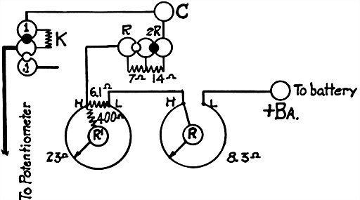 Fig 612Diagram showing actual connections in the rheostat of Leeds and Northrup potentiometer