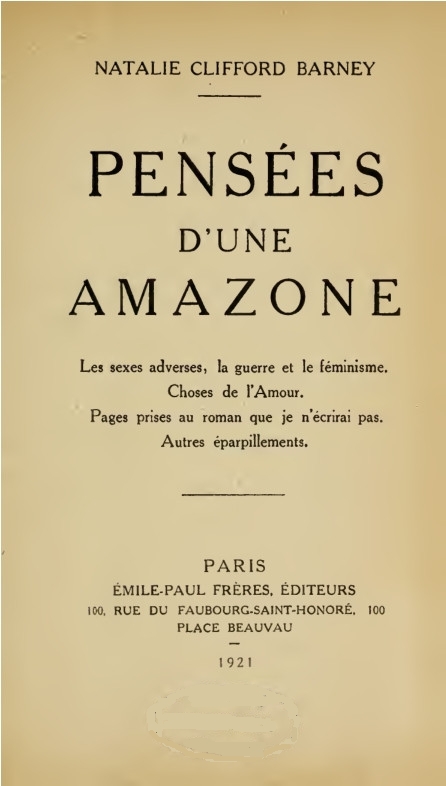 The Project Gutenberg Ebook Of Pensees D Une Amazone By Natalie Clifford Barney