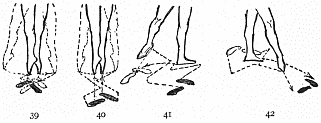 Image not available: 39 40 41 42

Steps of the “Battement” Type.

Changement, 39; entrechat-quatre, 40; brisé dessus, 41;
brisé dessous, 42. In the brisé dessus, the active foot beats
in front of the passive foot; in the brisé dessous, behind it.
