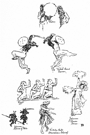 Image not available: Miscellaneous Oriental Notes.

Dancing girls of Biskra.
Turkish Sword Dance.
Egyptian bas-relief, Metropolitan Museum, N. Y.
Japanese Dance of War.
Japanese Flower Dance.
The Hula-Hula Dance, Hawaiian Islands.

