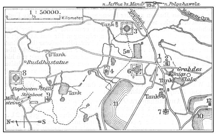 Plan von Anuradhapura.