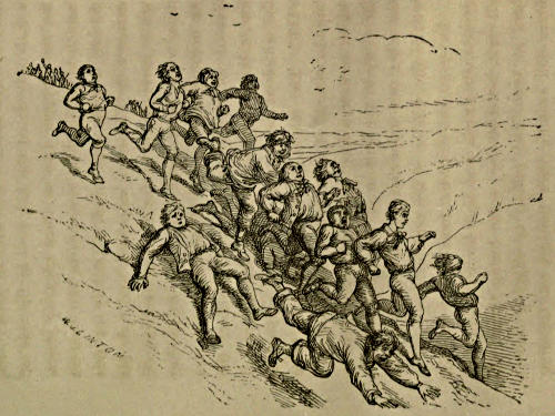 Men running down the hill