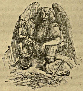 Old Father Time holds a warrior on his knee