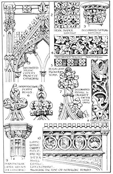 Image unavailable: DECORATED AND PERPENDICULAR
GOTHIC DETAILS.      Plate  17.