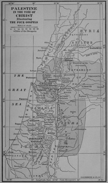MAP OF PALESTINE IN THE TIME OF CHRIST.
