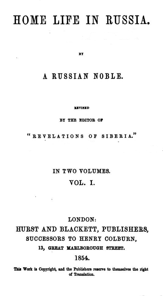 The Project Gutenberg eBook of Home Life in Russia, by Nikolai Gogol.