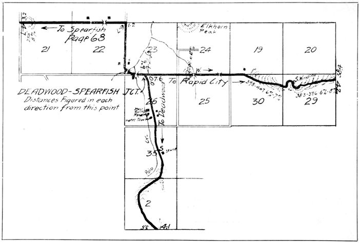 _DEADWOOD-SPEARFISH JCT._ _Distances Figured in each direction from this point_