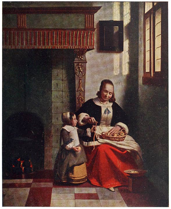 “INTERIOR WITH WOMAN PEELING APPLES.”
from an oil painting by PIETER DE HOOCH.