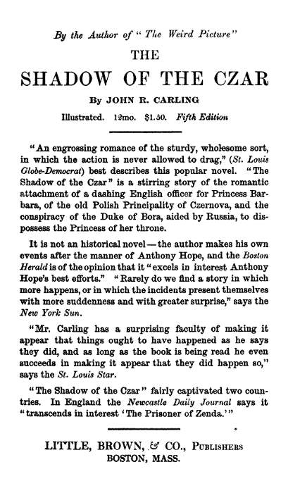 The Project Gutenberg eBook of The Weird Picture, by John R. Carling.