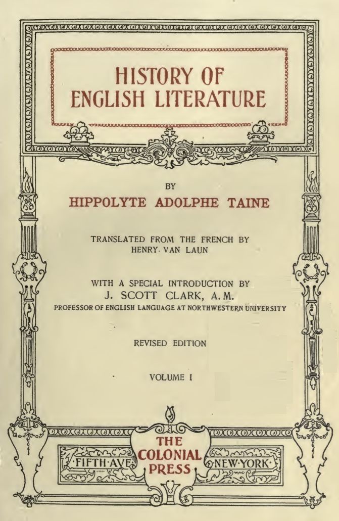 The Project Gutenberg Ebook Of History Of English Literature Volume 1 Of 3 By Hippolyte Taine - comment faire un text brawl stars pour miniature