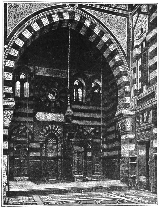 INTERIOR OF A MOSQUE AT CAIRO. (Dr. Ebers.)