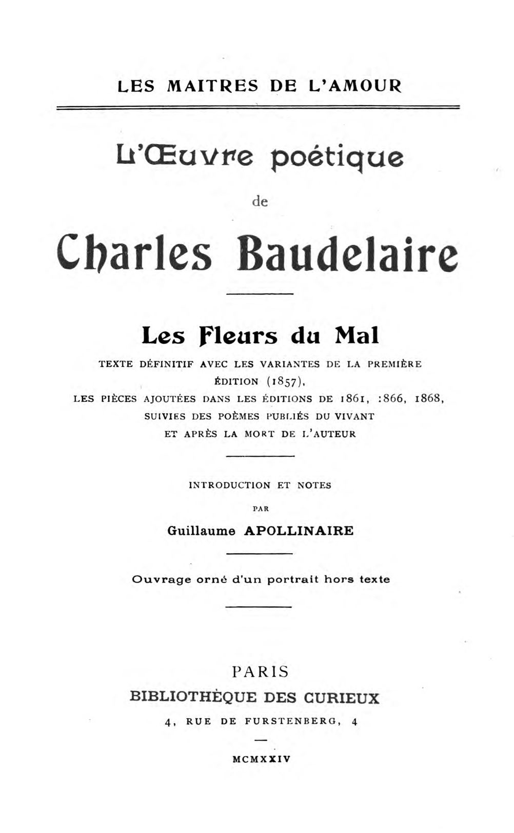 The Project Gutenberg Ebook Of L Oeuvre Poetique De Charles Baudelaire By Charles Baudelaire
