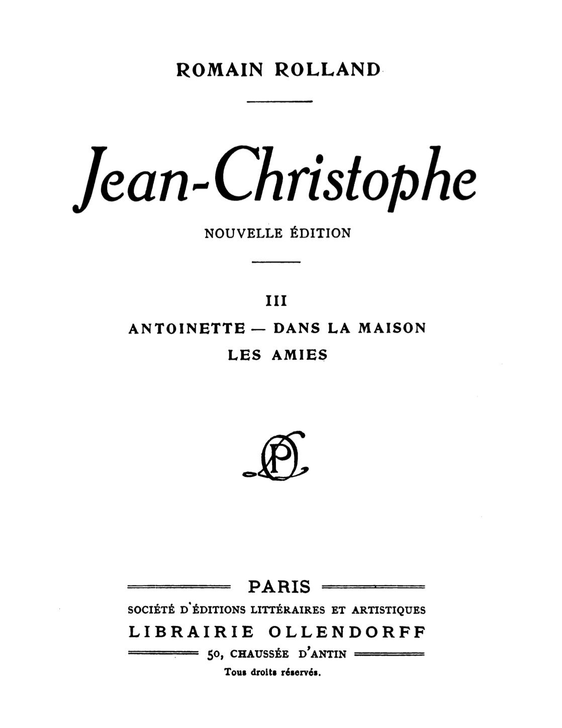 The Project Gutenberg eBook of Jean-Christophe Volume 3 (of 4), by Romain  Rolland.