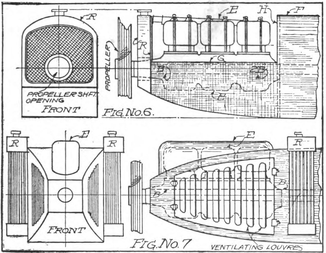 Figs. 6-7. Various Motor Arrangements, and Radiator Locations.