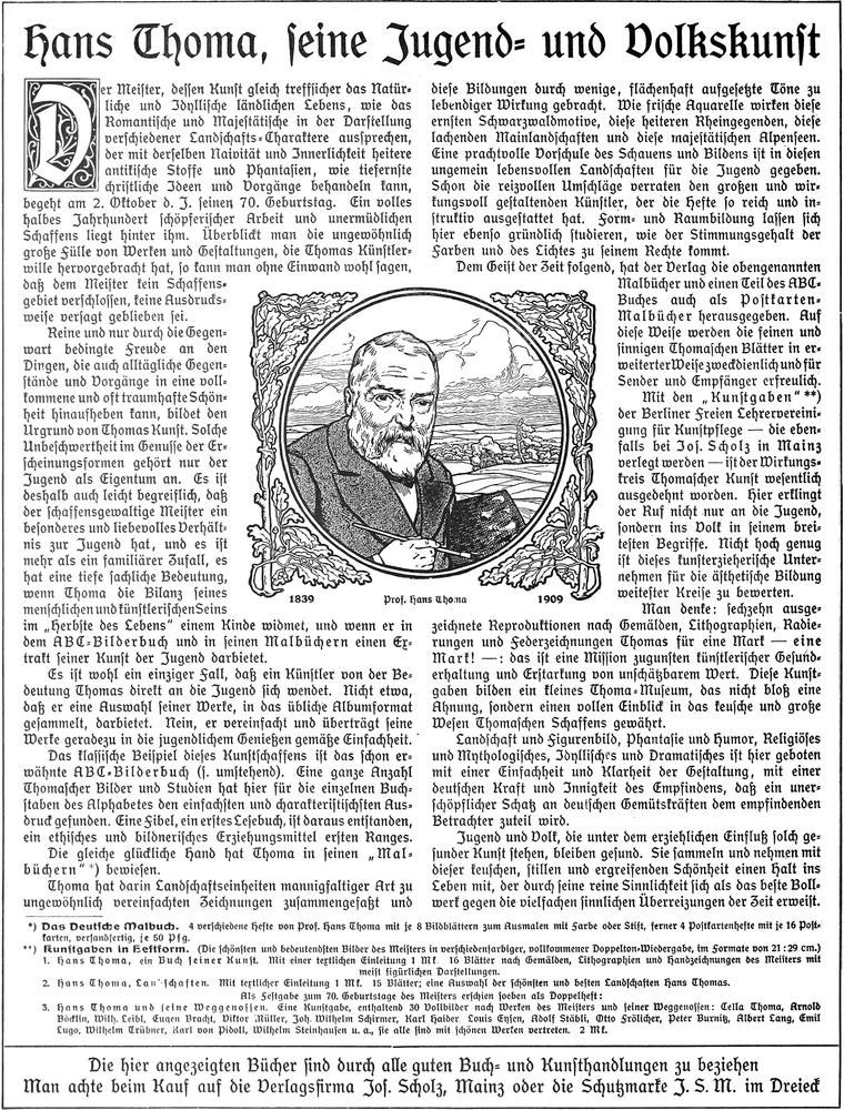 Hans Thoma, seine Jugend-
  und Volkskunst