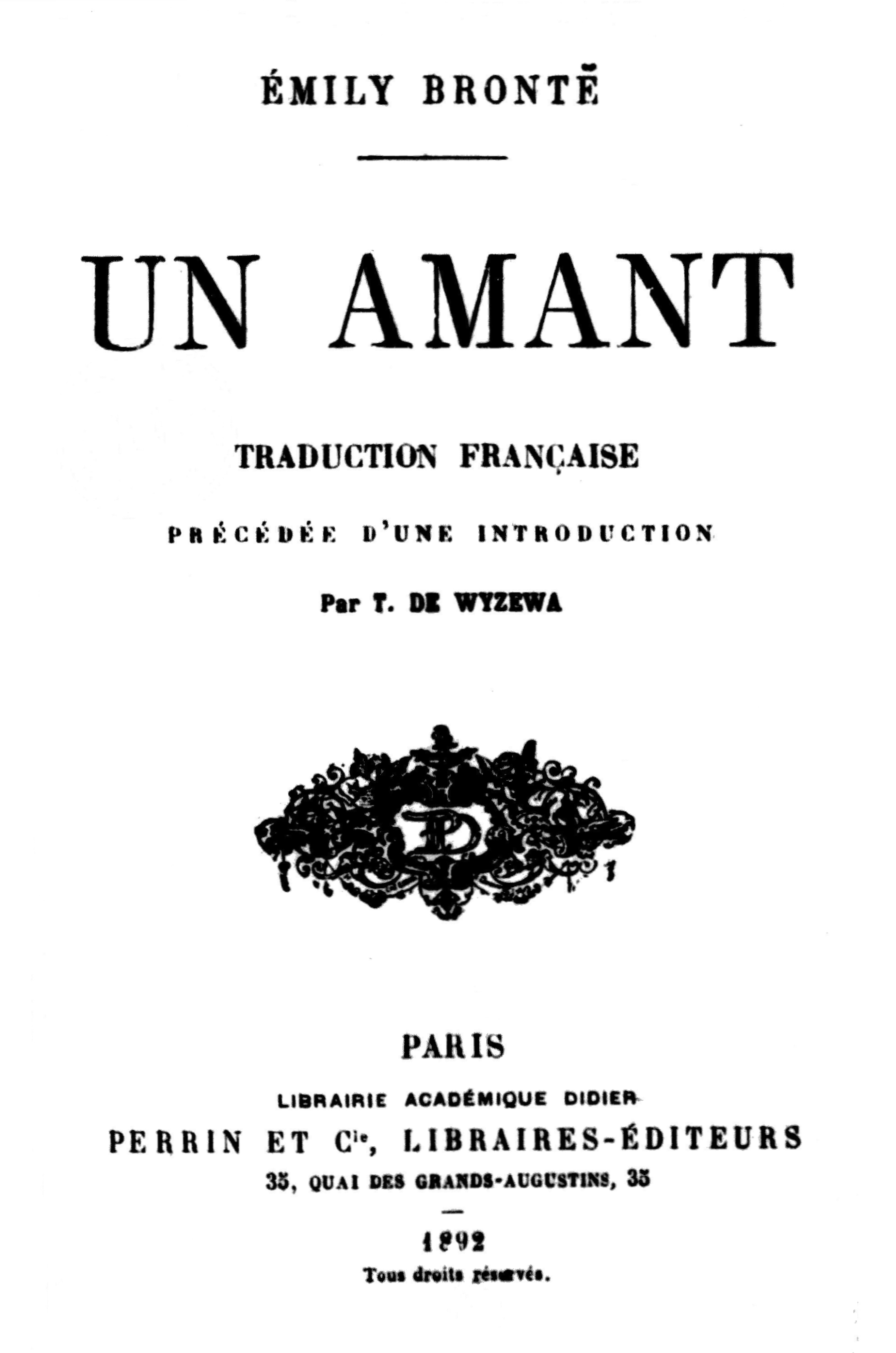 The Project Gutenberg eBook of Un amant, by Emily Brontë.