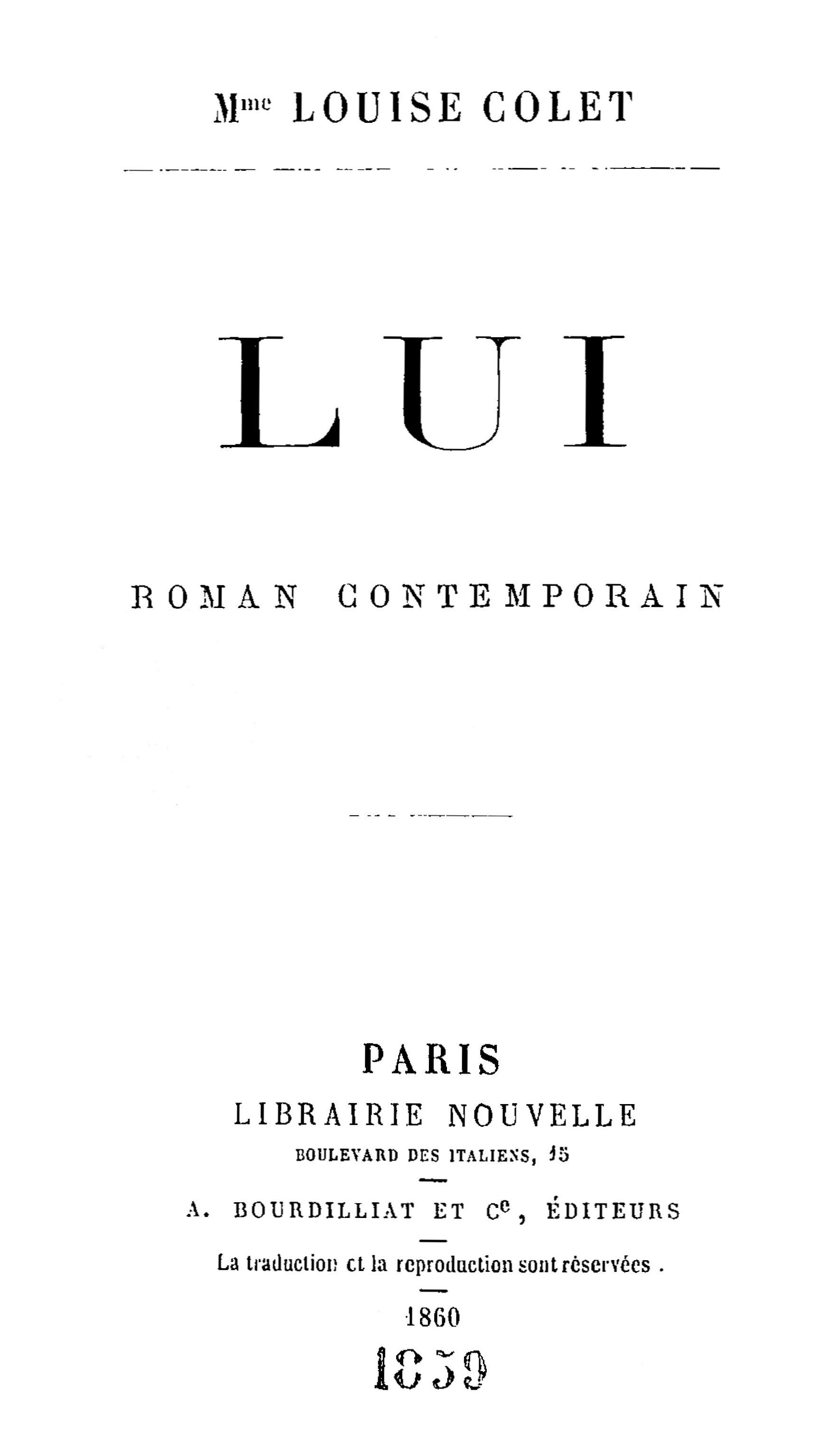 the project gutenberg ebook of lui by louise colet